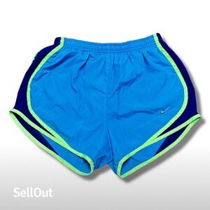 Nike Women's Dri-Fit Running Shorts Blue Neon Trim Size S